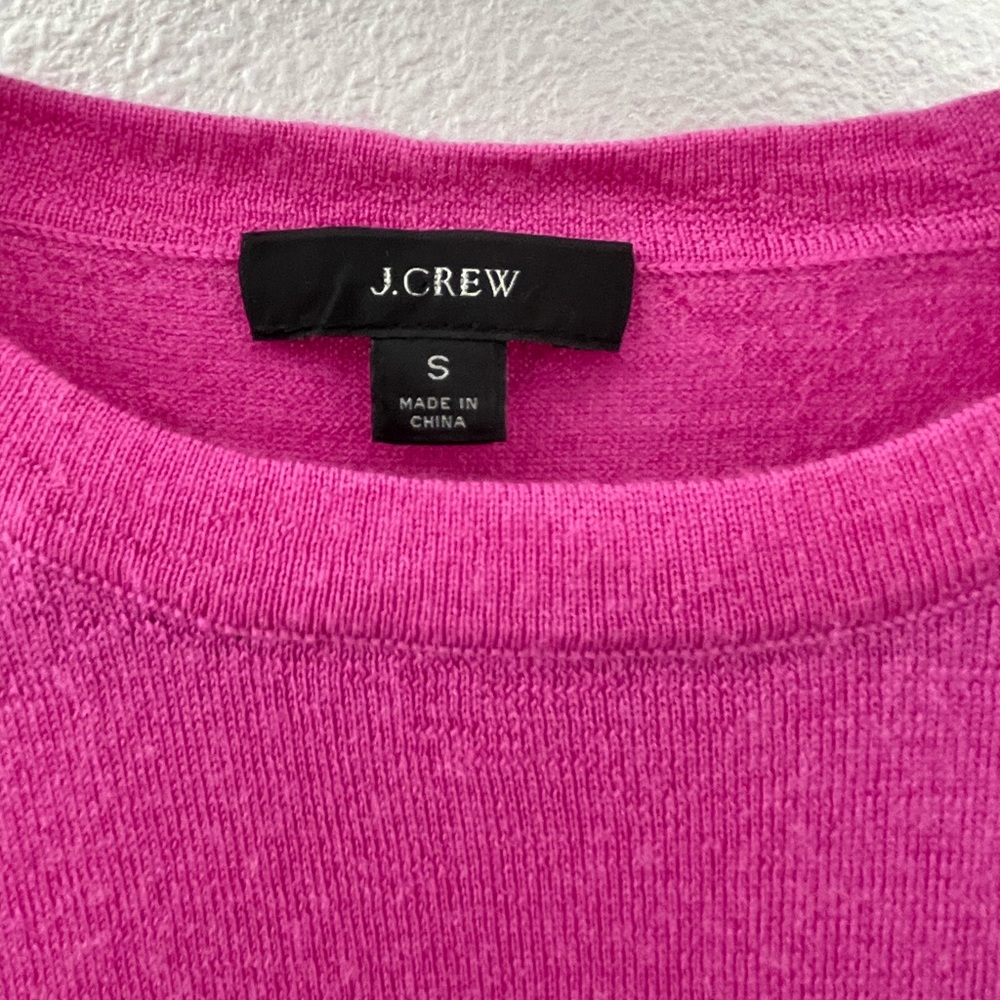 J. Crew Vibrant Pink Crew Neck Merino Wool Sweater - Picture 3 of 6